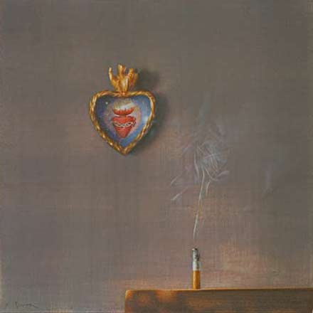 Fumo e grazie - tempera, cm 39x39, 2009